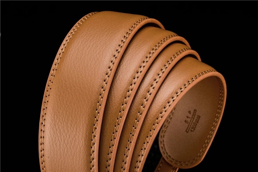 Plyesxale-Ceinture en cuir véritable pour homme, ceinture habillée à cliquet, haute qualité, automatique, bleu, rouge, marron clair, environnement B36