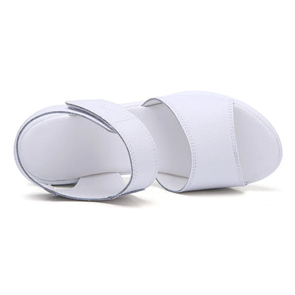 WOIZGIC-Sandales en cuir véritable pour femmes, chaussures d'été décontractées à plateforme avec boucle à crochet, AM-9018