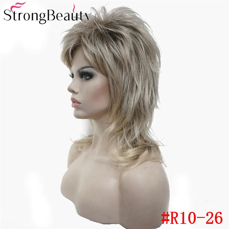 Perruque synthétique ondulée mi-longue pour femmes, cheveux naturels, sans capuchon