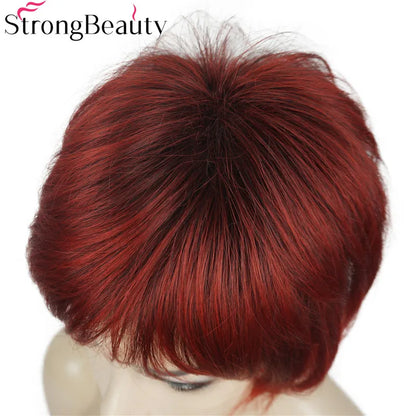 StrongBeauty-Perruques Synthétiques Courtes Droites, Cheveux Doux, Layered Shag, Ombre Blonde