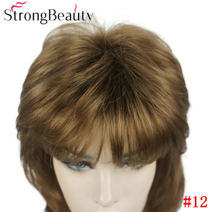 Perruque synthétique ondulée mi-longue pour femmes, cheveux naturels, sans capuchon