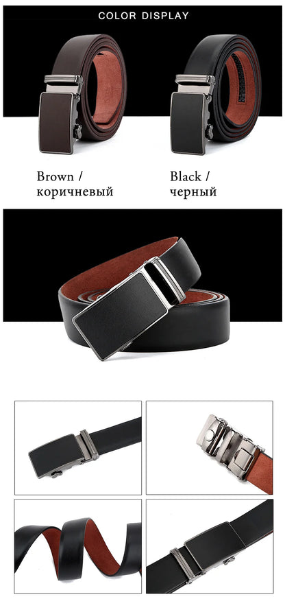 Maikun – Ceinture en cuir de luxe pour hommes, design Original, Grain d'autruche, automatique, avec boucle