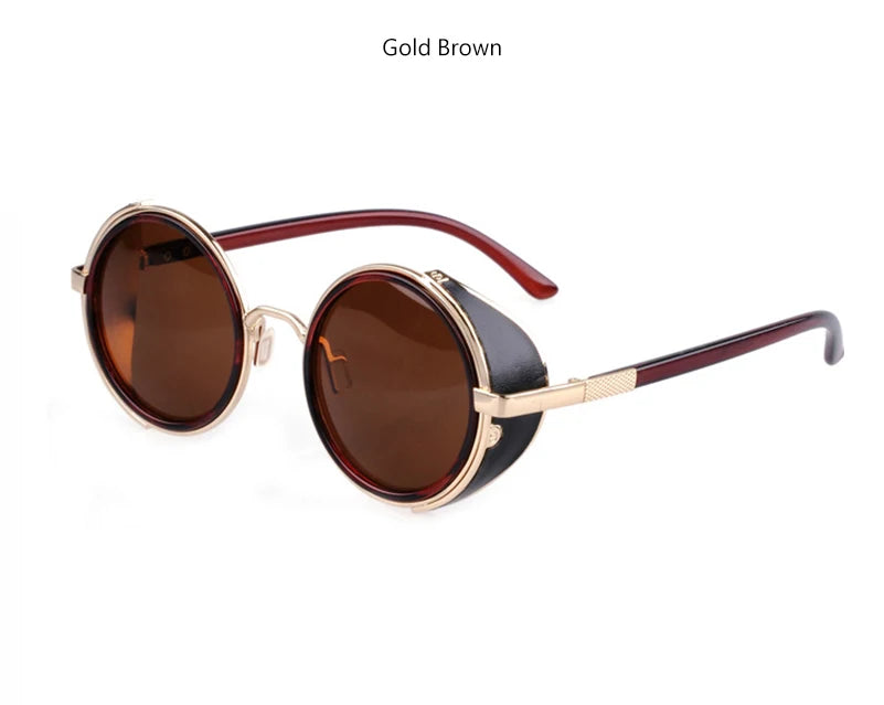 Lunettes de soleil Steampunk rétro pour hommes et femmes, rondes en métal ShiPublishSun, marque de créateur, lunettes de mode, lentille miroir UV400