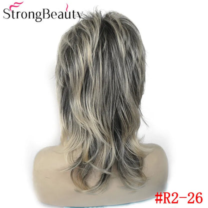 Perruque synthétique ondulée mi-longue pour femmes, cheveux naturels, sans capuchon