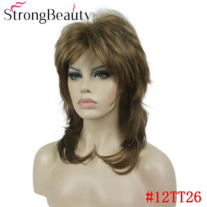 Perruque synthétique ondulée mi-longue pour femmes, cheveux naturels, sans capuchon