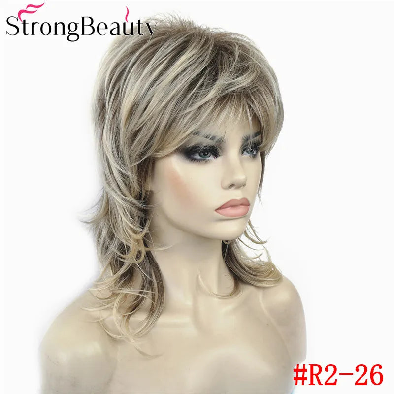 Perruque synthétique ondulée mi-longue pour femmes, cheveux naturels, sans capuchon