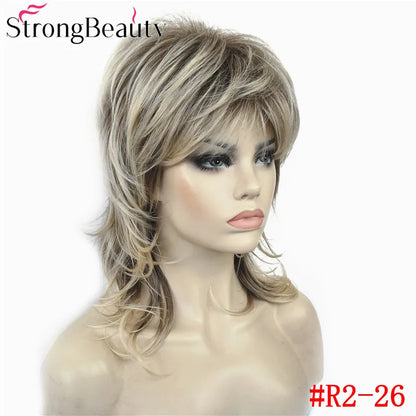 Perruque synthétique ondulée mi-longue pour femmes, cheveux naturels, sans capuchon