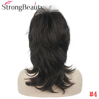 Perruque synthétique ondulée mi-longue pour femmes, cheveux naturels, sans capuchon