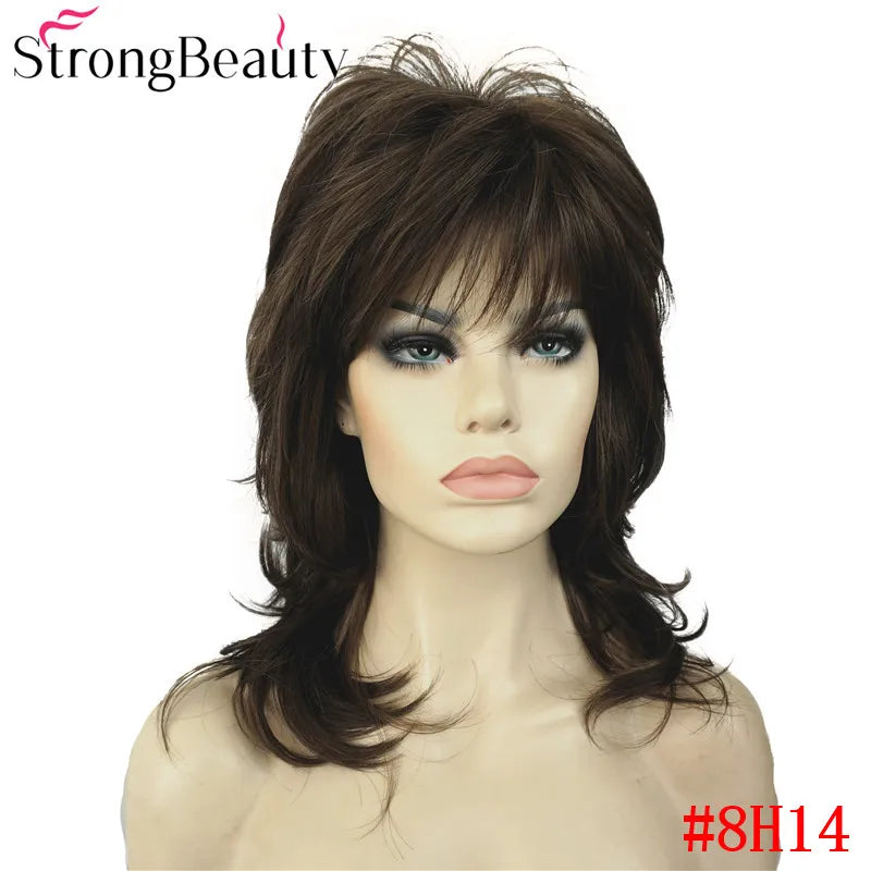 Perruque synthétique ondulée mi-longue pour femmes, cheveux naturels, sans capuchon