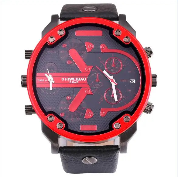 Marque grand cadran bande d'acier double affichage de l'heure hommes montres chronographe Quartz montre-bracelet militaire Relogio Masculino Hombre Reloj