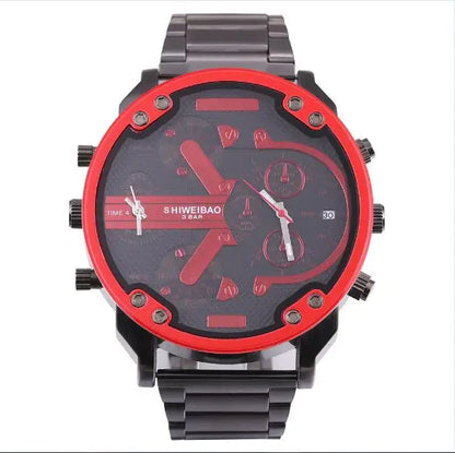 Marque grand cadran bande d'acier double affichage de l'heure hommes montres chronographe Quartz montre-bracelet militaire Relogio Masculino Hombre Reloj