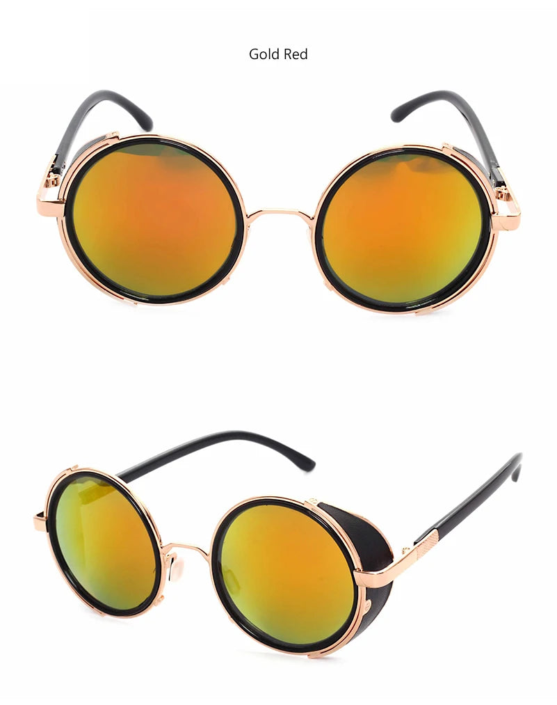 Lunettes de soleil Steampunk rétro pour hommes et femmes, rondes en métal ShiPublishSun, marque de créateur, lunettes de mode, lentille miroir UV400