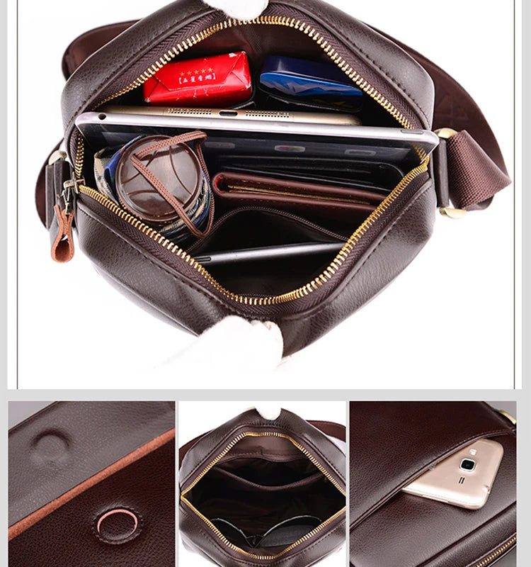 Factory Wholesale Men's Messenger Bag High Quality PU Leather Shoulder Bag Fashion Casual Trendy Small Men's Bag