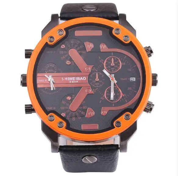 Marque grand cadran bande d'acier double affichage de l'heure hommes montres chronographe Quartz montre-bracelet militaire Relogio Masculino Hombre Reloj