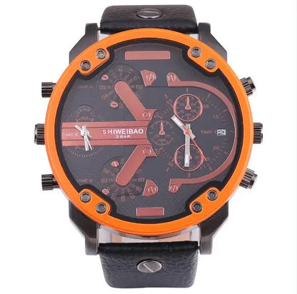 Marque grand cadran bande d'acier double affichage de l'heure hommes montres chronographe Quartz montre-bracelet militaire Relogio Masculino Hombre Reloj