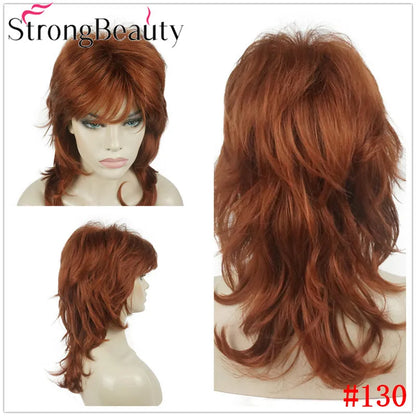 Perruque synthétique ondulée mi-longue pour femmes, cheveux naturels, sans capuchon