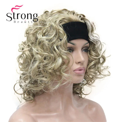 Perruques synthétiques courtes 3/4 à reflets blonds pour femmes, postiche bouclée avec bandeau, choix de couleurs