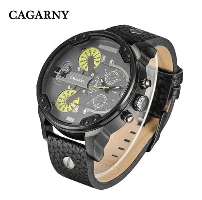 52MM grand boîtier montre à Quartz pour hommes chic hommes montres étanche double affichage de l'heure militaire relogio masculino mâle horloge