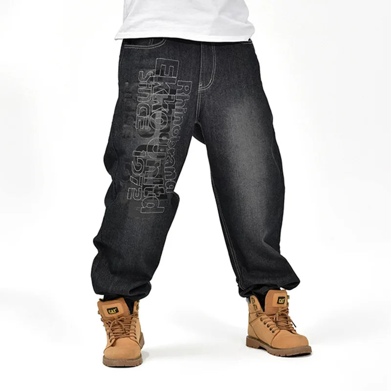 Jean Baggy en Denim pour Homme, Pantalon Streetwear, Hip Hop, Décontracté, Skateboard, Grande Taille, FJBlack, S94