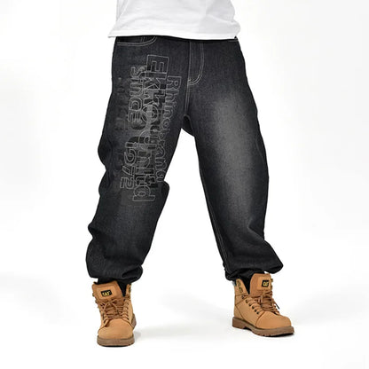 Jean Baggy en Denim pour Homme, Pantalon Streetwear, Hip Hop, Décontracté, Skateboard, Grande Taille, FJBlack, S94