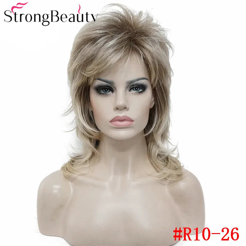 Perruque synthétique ondulée mi-longue pour femmes, cheveux naturels, sans capuchon