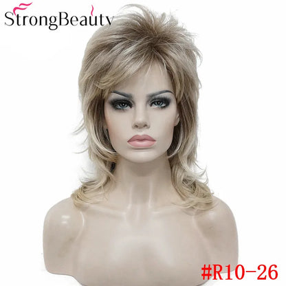 Perruque synthétique ondulée mi-longue pour femmes, cheveux naturels, sans capuchon