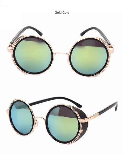 Lunettes de soleil Steampunk rétro pour hommes et femmes, rondes en métal ShiPublishSun, marque de créateur, lunettes de mode, lentille miroir UV400