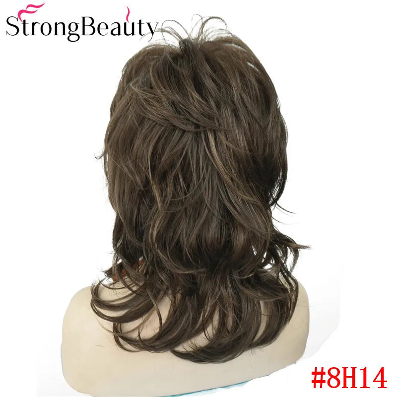 Perruque synthétique ondulée mi-longue pour femmes, cheveux naturels, sans capuchon