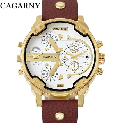52MM grand boîtier montre à Quartz pour hommes chic hommes montres étanche double affichage de l'heure militaire relogio masculino mâle horloge