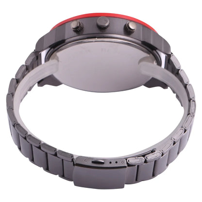 Marque grand cadran bande d'acier double affichage de l'heure hommes montres chronographe Quartz montre-bracelet militaire Relogio Masculino Hombre Reloj