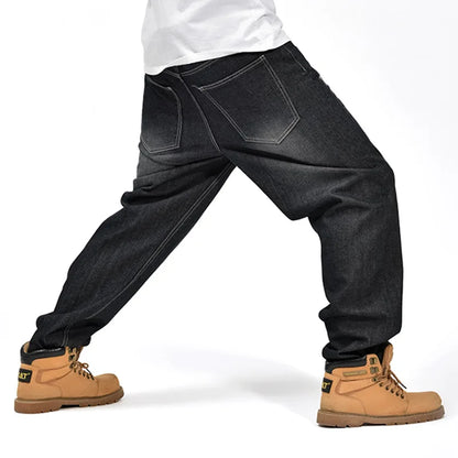Jean Baggy en Denim pour Homme, Pantalon Streetwear, Hip Hop, Décontracté, Skateboard, Grande Taille, FJBlack, S94