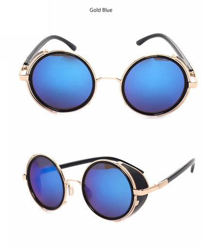 Lunettes de soleil Steampunk rétro pour hommes et femmes, rondes en métal ShiPublishSun, marque de créateur, lunettes de mode, lentille miroir UV400