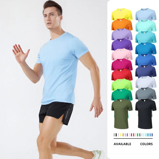 Wholesale Men's Summer Sports Casual T-Shirt 100% Training Clothing with Quick-Drying Round Neck Breathable Loose Top Plus Size