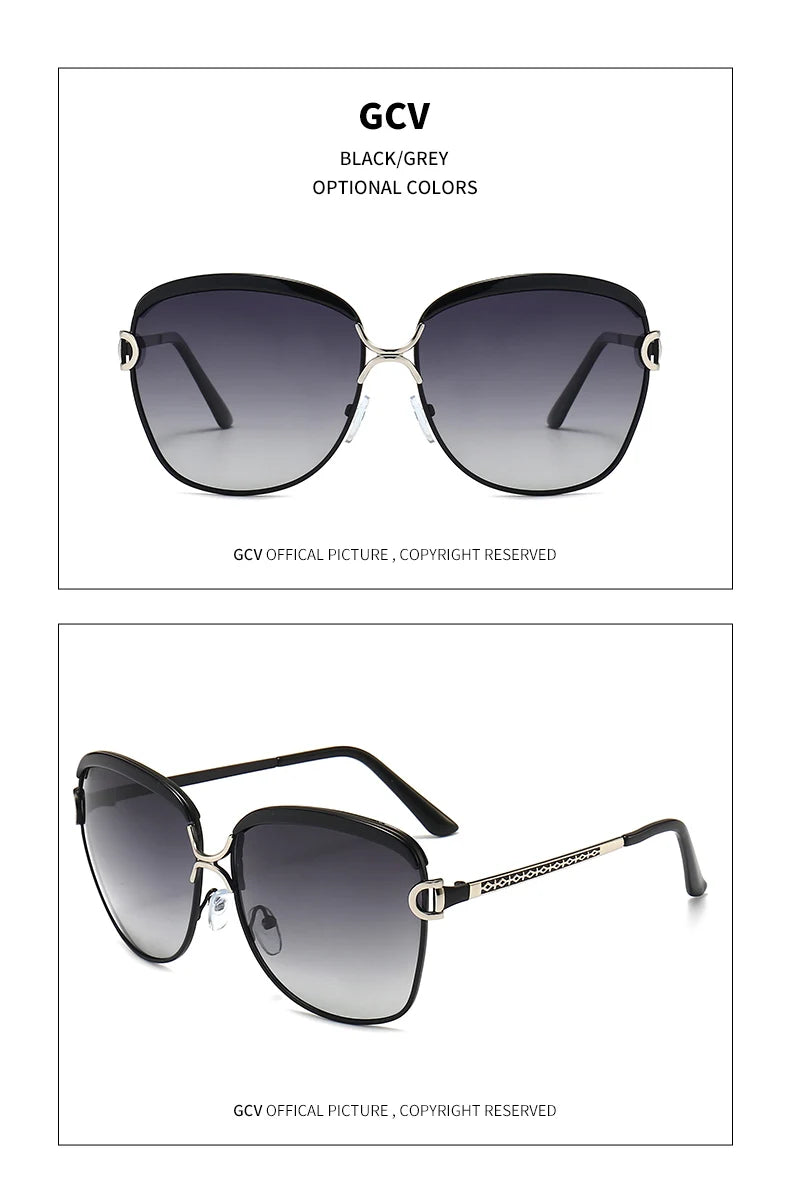 GCV lunettes De Soleil polarisées pour femmes lentille dégradée lunettes De Soleil rondes carrées marque De luxe Oculos Lunette De Soleil Femme