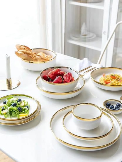 Phnom Penh-Assiettes et bols en porcelaine blanche, ensemble de nourriture, vaisselle, bol à soupe à salade, service britannique