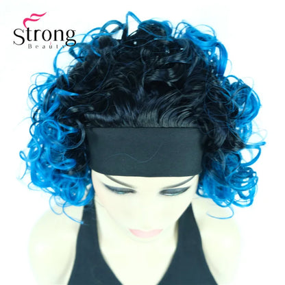 Perruques synthétiques courtes 3/4 à reflets blonds pour femmes, postiche bouclée avec bandeau, choix de couleurs