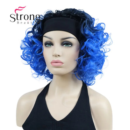 Perruques synthétiques courtes 3/4 à reflets blonds pour femmes, postiche bouclée avec bandeau, choix de couleurs
