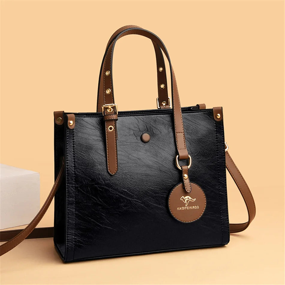 3 couches fourre-tout décontracté Vintage dames fourre-tout Sac à Main en cuir sacs à Main de luxe femmes sacs de créateurs pour femmes 2024 Sac A Main Femme