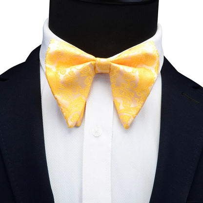 GUSLESON Paisley grand noeud papillon hommes bleu rouge jaune noeud papillon poche carré boutons de manchette ensemble avec boîte-cadeau soie mariage cravate pour homme