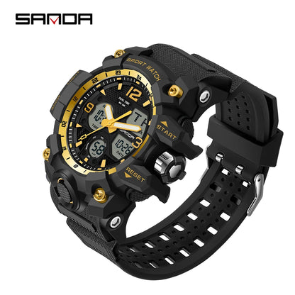 SANDA nouvelle mode Sport militaire montre-bracelet pour hommes numérique Quartz double affichage montres étanche montre décontractée pour hommes