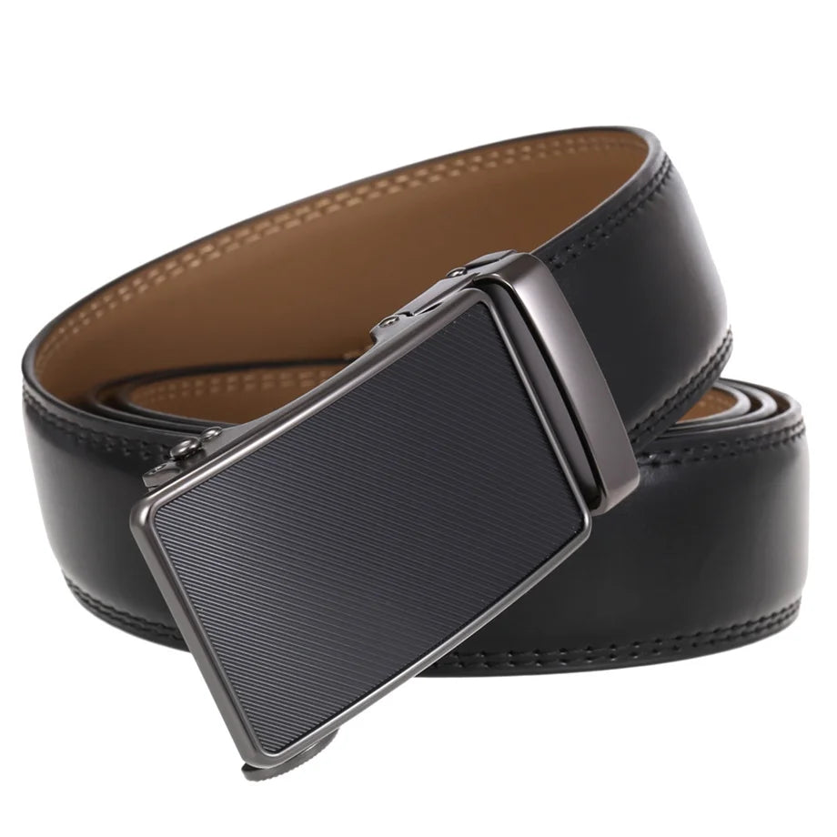 Ceintures en cuir véritable pour hommes, de luxe, de styliste, marron, boucle en alliage automatique, haute qualité, sangle en peau de vache, B448