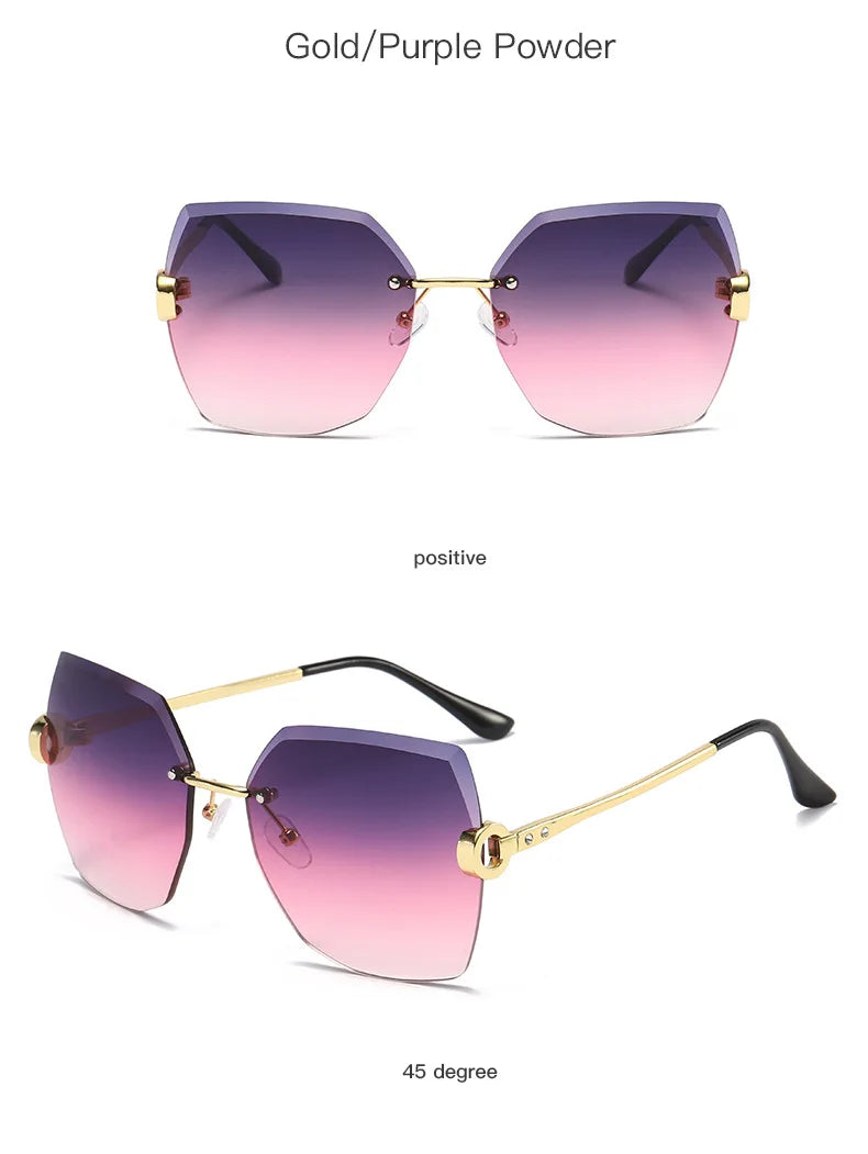 RUOBO – lunettes de soleil sans monture pour femmes, verres dégradés, branches en métal, UV400, vente en gros