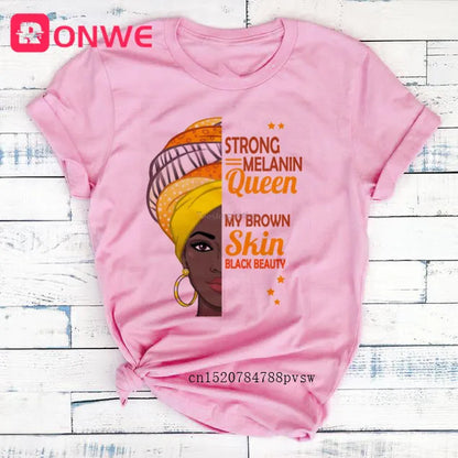 T-shirt Africain avec Imprimé Je suis une Reine de Mélanine, Vêtement pour Femme, Fille Noire, Mois de l'Histoire, DstressSunshine