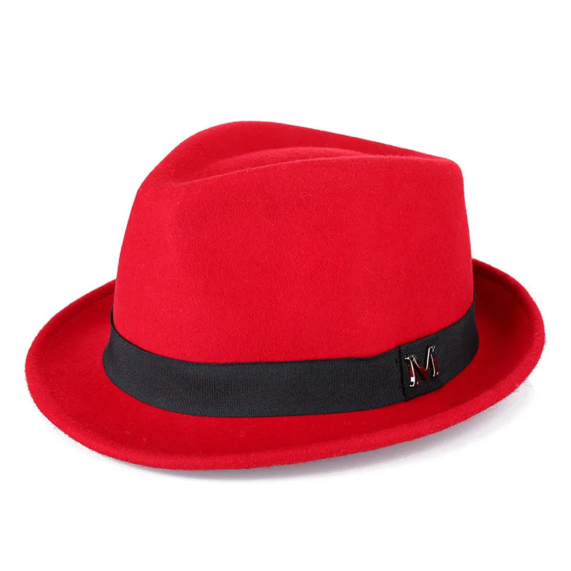 Hommes hiver épais chaud feutre Fedora chapeaux laine Gentleman Jazz casquette homburg mâle classique à bord étroit chapeau haut-de-forme