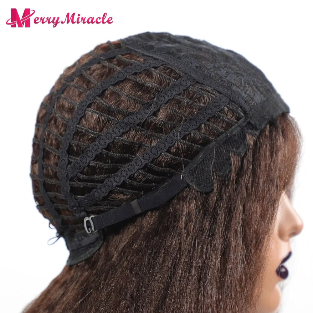 Perruques synthétiques lisses et crépues pour femmes noires, mélange de mèches noires, brunes, blondes, gingembre, rouges et blanches