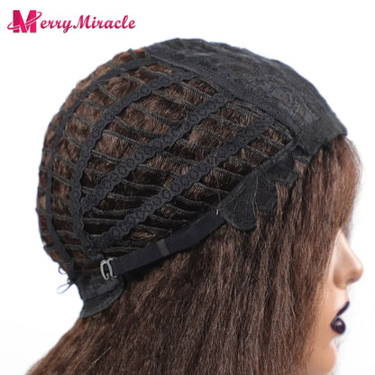 Perruques synthétiques lisses et crépues pour femmes noires, mélange de mèches noires, brunes, blondes, gingembre, rouges et blanches