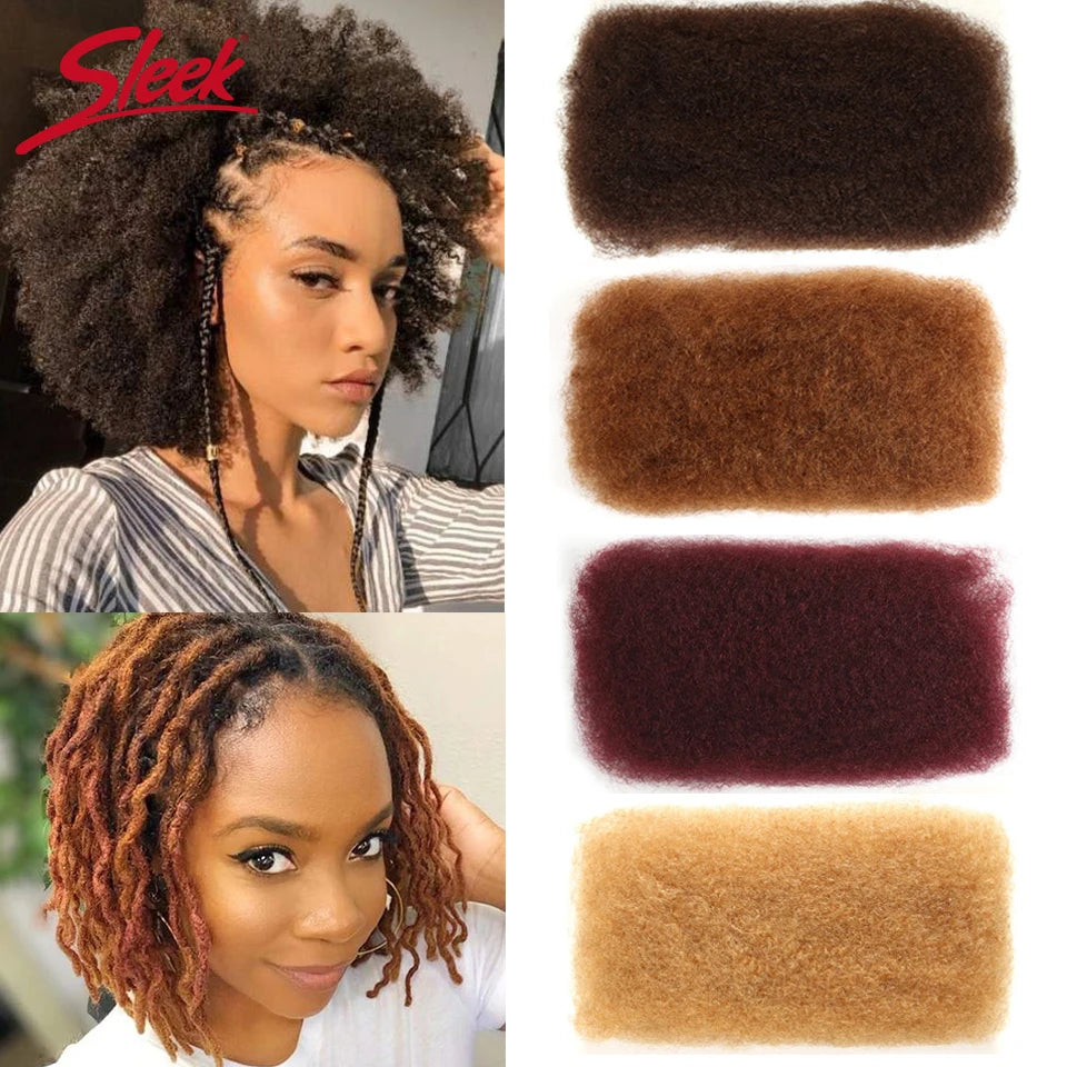 Extensions de cheveux humains afro crépus élégants en vrac noir naturel/marron/gris-léger pour tresser, coiffer et usage quotidien