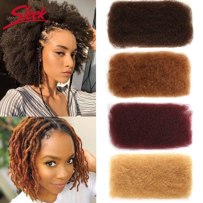 Extensions de cheveux humains afro crépus élégants en vrac noir naturel/marron/gris-léger pour tresser, coiffer et usage quotidien