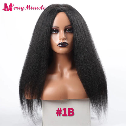 Perruques synthétiques lisses et crépues pour femmes noires, mélange de mèches noires, brunes, blondes, gingembre, rouges et blanches