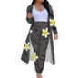Slim Fit Coat Pant Lady's Suit Custom Cardigan and Long Pants 2 Piece Set Polynesian Hawaii Tribal Tattoo Tropical Flowers Print